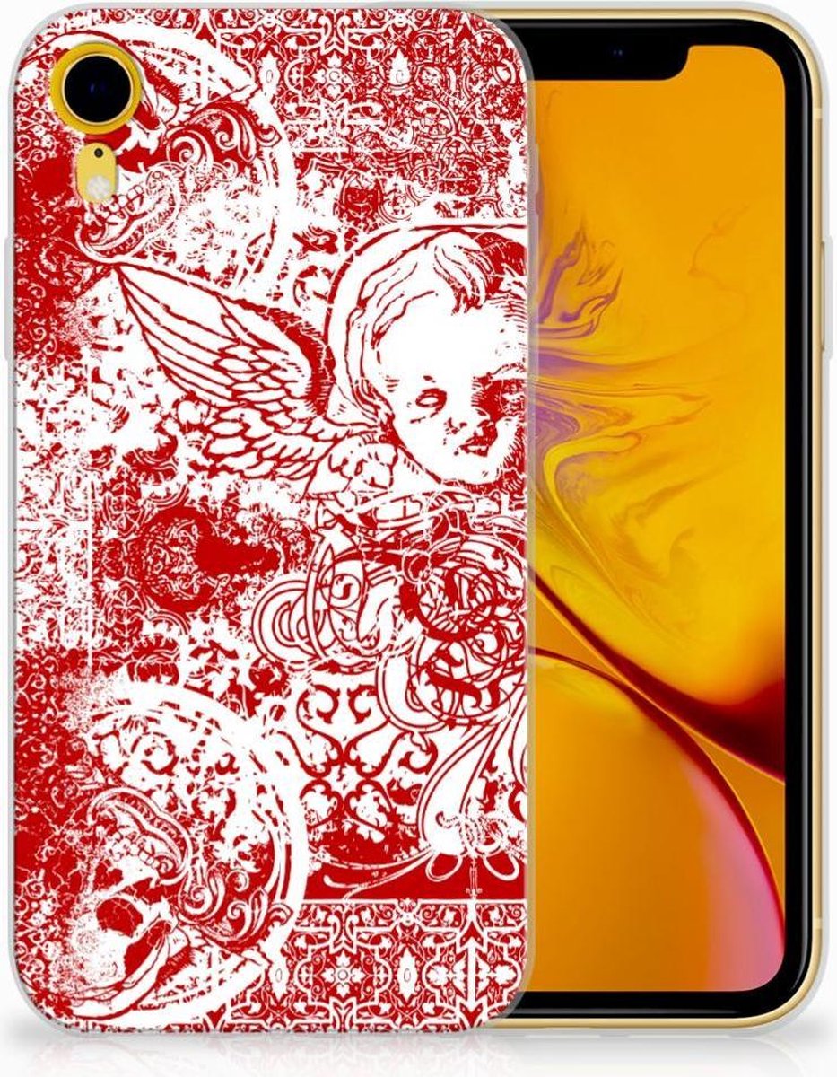 Silicone Back Case Apple iPhone Xr Angel Skull Rood