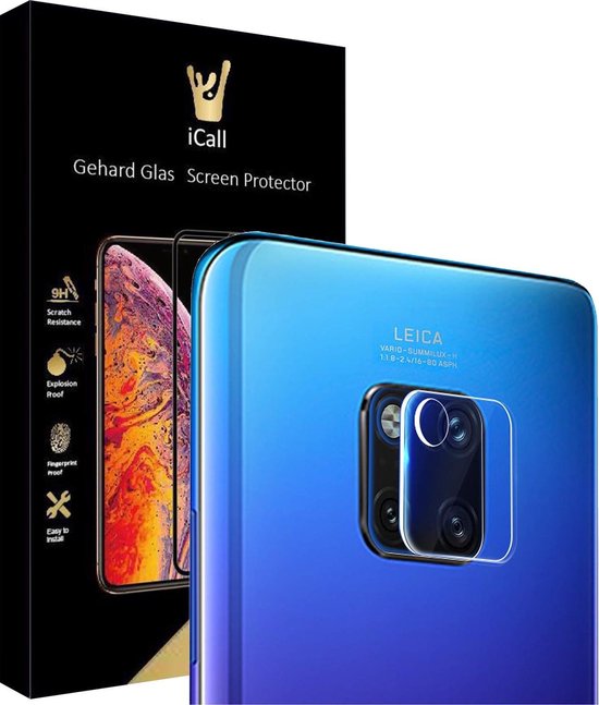 Camera Lens Screenprotector geschikt voor Huawei Mate 20 Pro - Glazen Gehard | Case Friendly | Tempered Glass van iCall