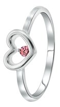 Lucardi Zilveren ring - Hart - Roze zirkonia