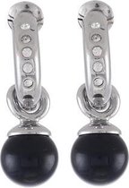 Behave - Oorbellen - Dames - Oorringen - Oorhangers - Met zwarte parel - En mooie kristalstenen - Zilver Kleur - 2.5 cm
