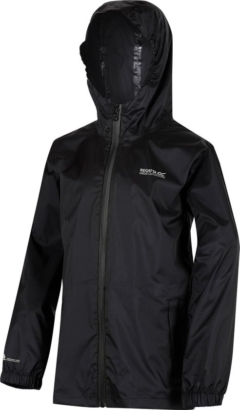 Regatta - Kids Pack It III Opvouwbaar Kinder Regenjack - Zwart - Maat 128