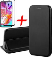 Samsung Galaxy A70 Hoesje + Screenprotector Full Screen - Book Case Flip Wallet - iCall - Zwart