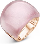 Silventi 983201034-54 - Stalen ring - Roze steen - maat 54 - Rosékleurig