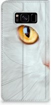 Geschikt voor Samsung Galaxy S8 Bookcase Hoesje Witte Kat