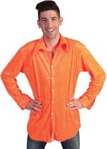 Fluwelen oranje overhemd voor heren - carnavalskleding 48-50 (S/M)