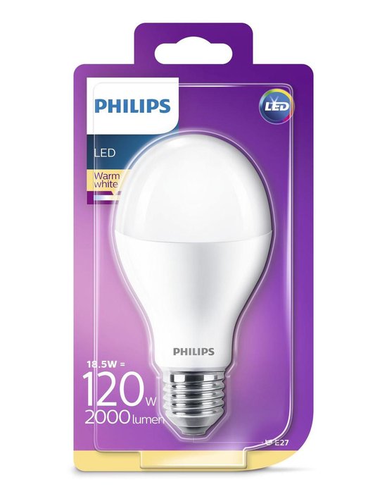ergens bij betrokken zijn Koreaans verlichten Philips LED lamp E27 18.5-120W 2700K 2000lm Ø69x132mm | bol.com