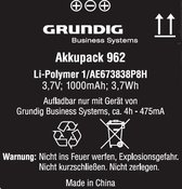 Grundig Li-Ion 1000 mAh Batterij/Accu