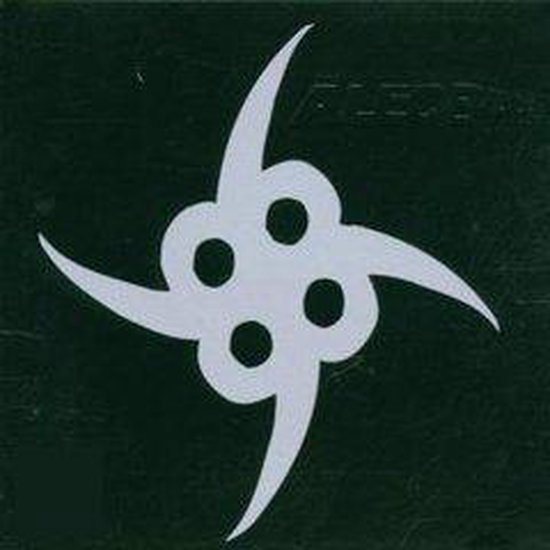 Zwart albumhoes met een wit, stervormig logo bestaande uit vier cirkels en gebogen punten en de tekst 'ALEC EMPIRE'.