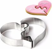 Koekjes/Fondant Uitsteekvorm in de vorm van twee halve harten - Cookie cutter Hart/Liefde/Puzzelstukje