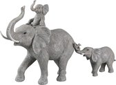 Éléphant - jouant et 1 enfant dans le dos - Gris - 73x15x26cm