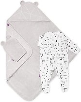 Snuz Baby bad en bed set  - Geo Mono - handdoek en slaappakje