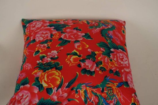 Fine Asianliving Chinees Kussenhoes Traditionele Dongbei Bloemen Rood 45x45cm