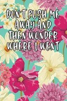 Dont Push Me Away and Then Wonder Where I Went