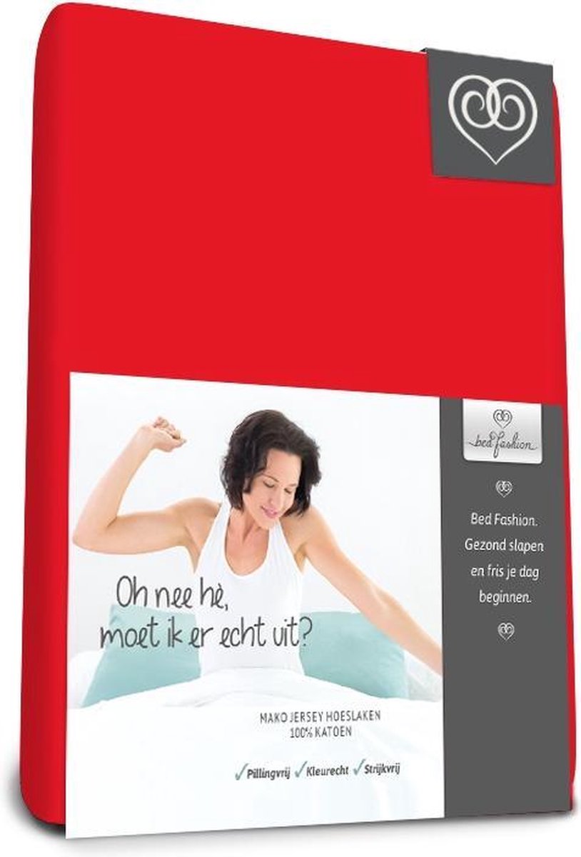Bed-Fashion Mako Jersey hoeslakens de luxe 160 x 200 cm rood