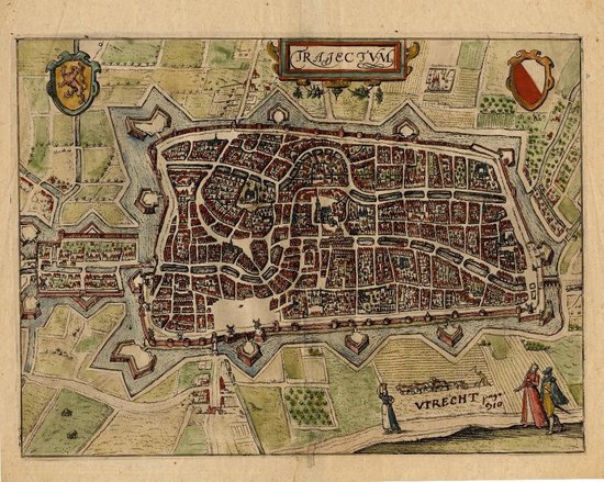 Mooie historische plattegrond, kaart van de stad Utrecht, door L. Guicciardini in 1625