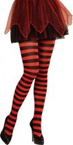 Halloween - Gestreepte panty rood/zwart neon M/L