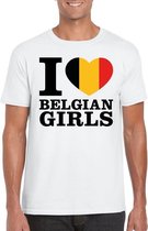 I love Belgian girls t-shirt wit heren XL