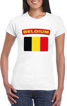 T-shirt met Belgische vlag wit dames L