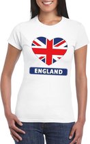 Engeland hart vlag t-shirt wit dames S