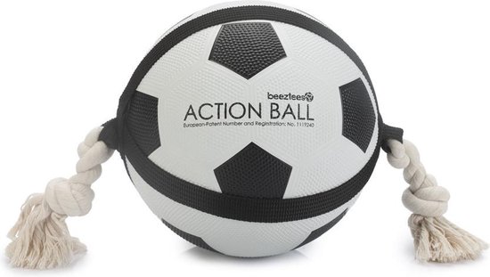 Beeztees Action Voetbal Met Touw – Hondenspeelgoed – 22 cm