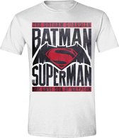 Batman v Superman - Logo Text Mannen T-shirt - Wit - XL