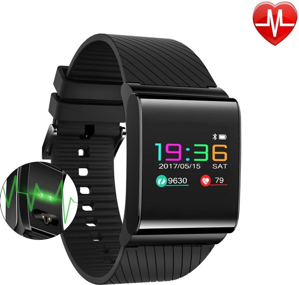 Activity Tracker SW9pro met Hartslagmeter Stappenteller Zwart