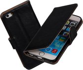 MiniPrijzen - Zwart vintage lederlook bookcase voor de iPhone 6 wallet hoesje flip cover iPhone 6 telefoonhoesje - smartphone hoesje - beschermhoes