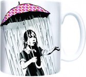 Banksy Umbrella Girl Mok Beker