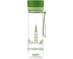 Aladdin Aveo Waterfles - 600 ml - Incl. City Print - Groen Amsterdam