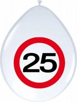 16x stuks Ballonnen 25 jaar verkeersbord versiering