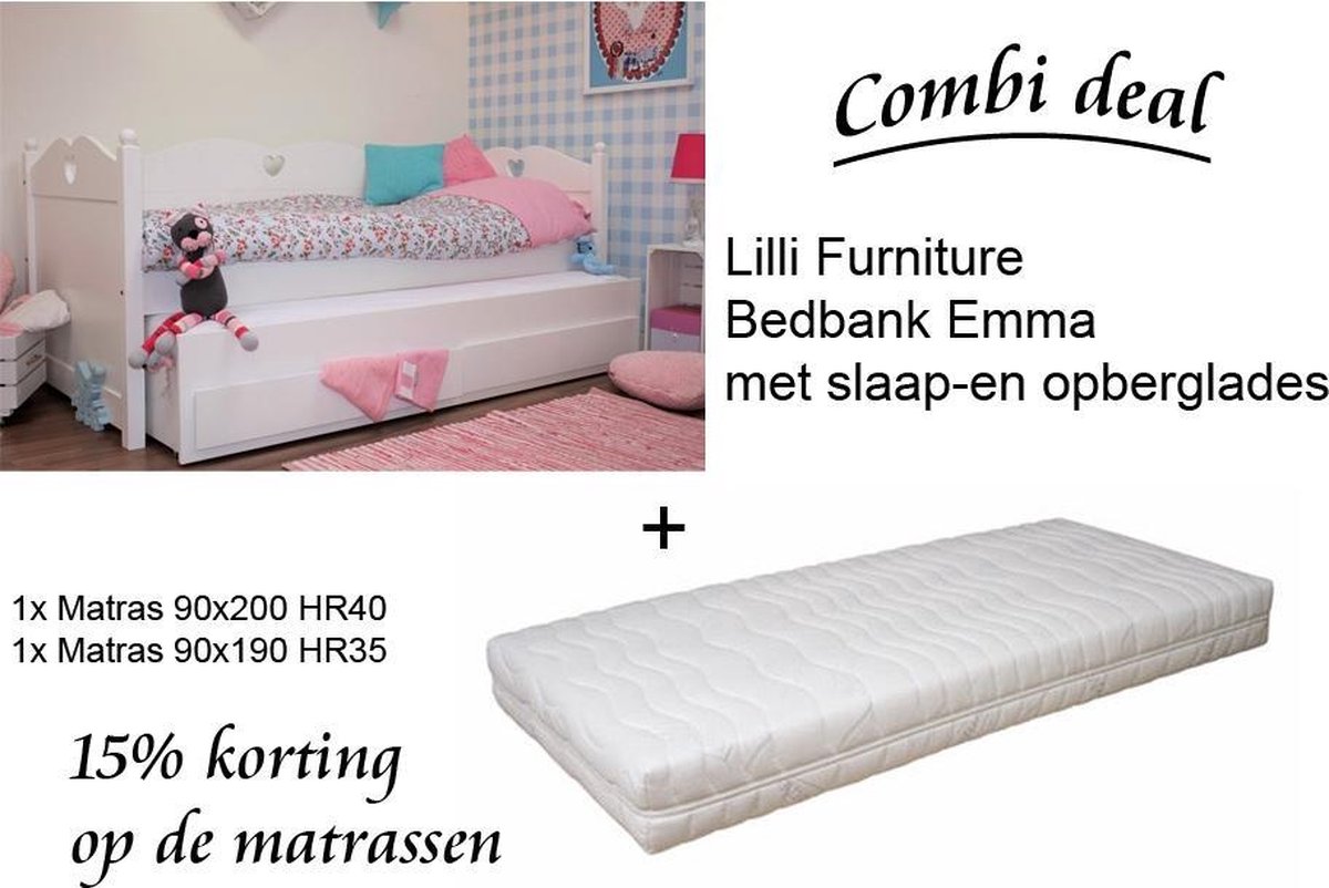 tussen Verheugen Immuniteit Lilli Furniture - Emma bedbank met uitschuifbaar logeerbed en 2 lades -  inclusief 2... | bol.com