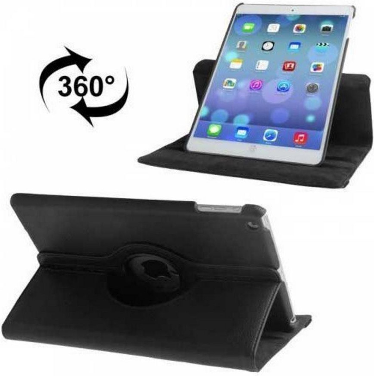 GY geschikt voor iPad Air 2 Hoes Multistand case 360 graden draaibare Beschermhoes Zwart