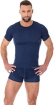 Brubeck | Heren Thermo Ondergoed Shirt Korte Mouw met Merino Wol - Naadloos - Marineblauw - XXL