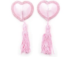 Banoch - Burlesque Heart Pink Ribbed - Tepelplakkers - Hart - Roze