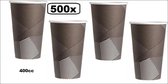 500x Mega Koffiebeker Lines karton 400cc -  - Koffie thee chocomel soep drank water beker karton