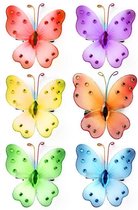 Vlinders 6 x op kaart met clip