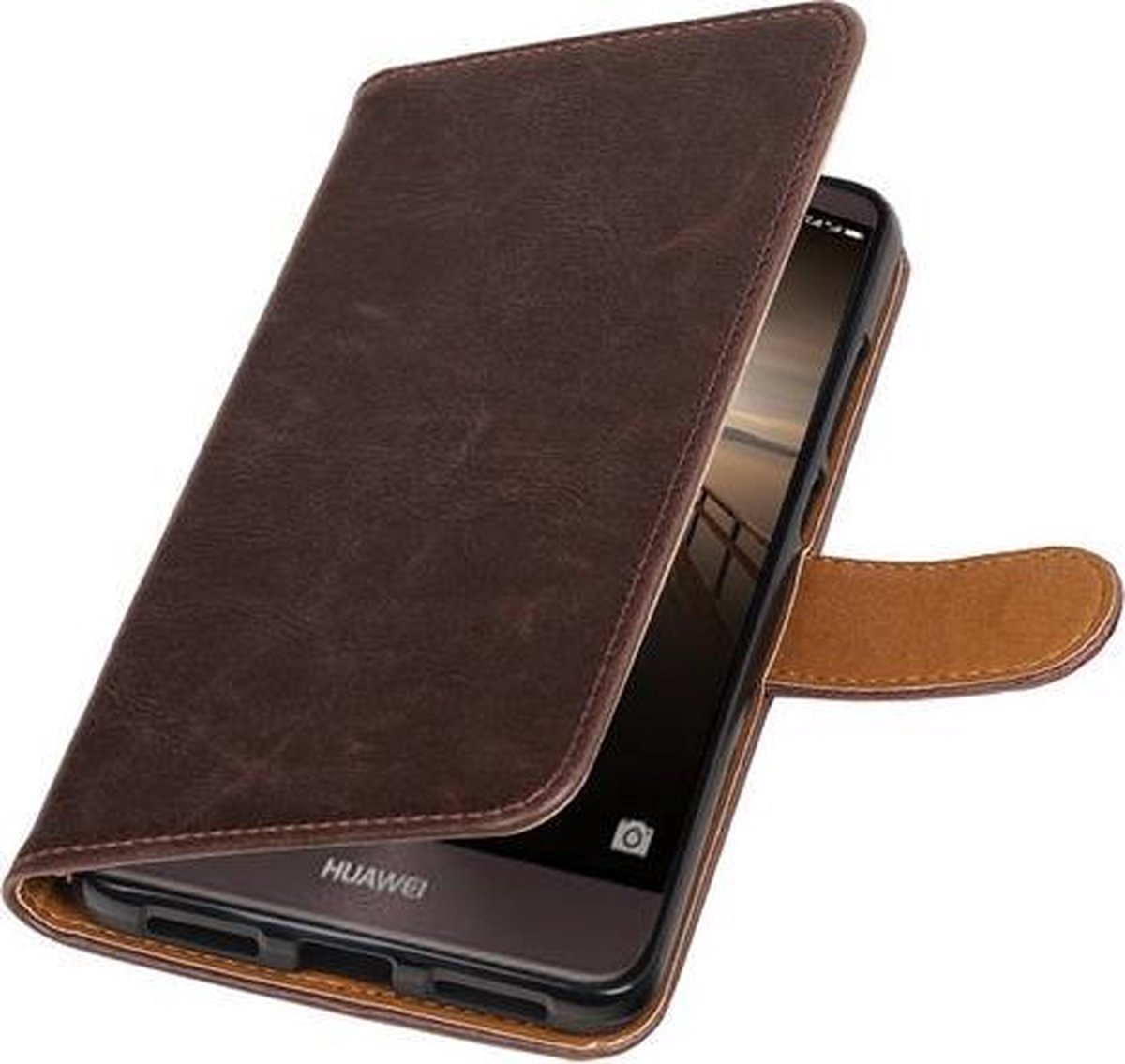 Mocca Pull-Up PU booktype wallet cover hoesje voor Huawei Mate 9