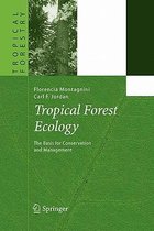 Boek 'Tropical Forest Ecology' met groene, getextureerde omslag, afbeelding van een boom in een bos, titel en auteursnamen.
