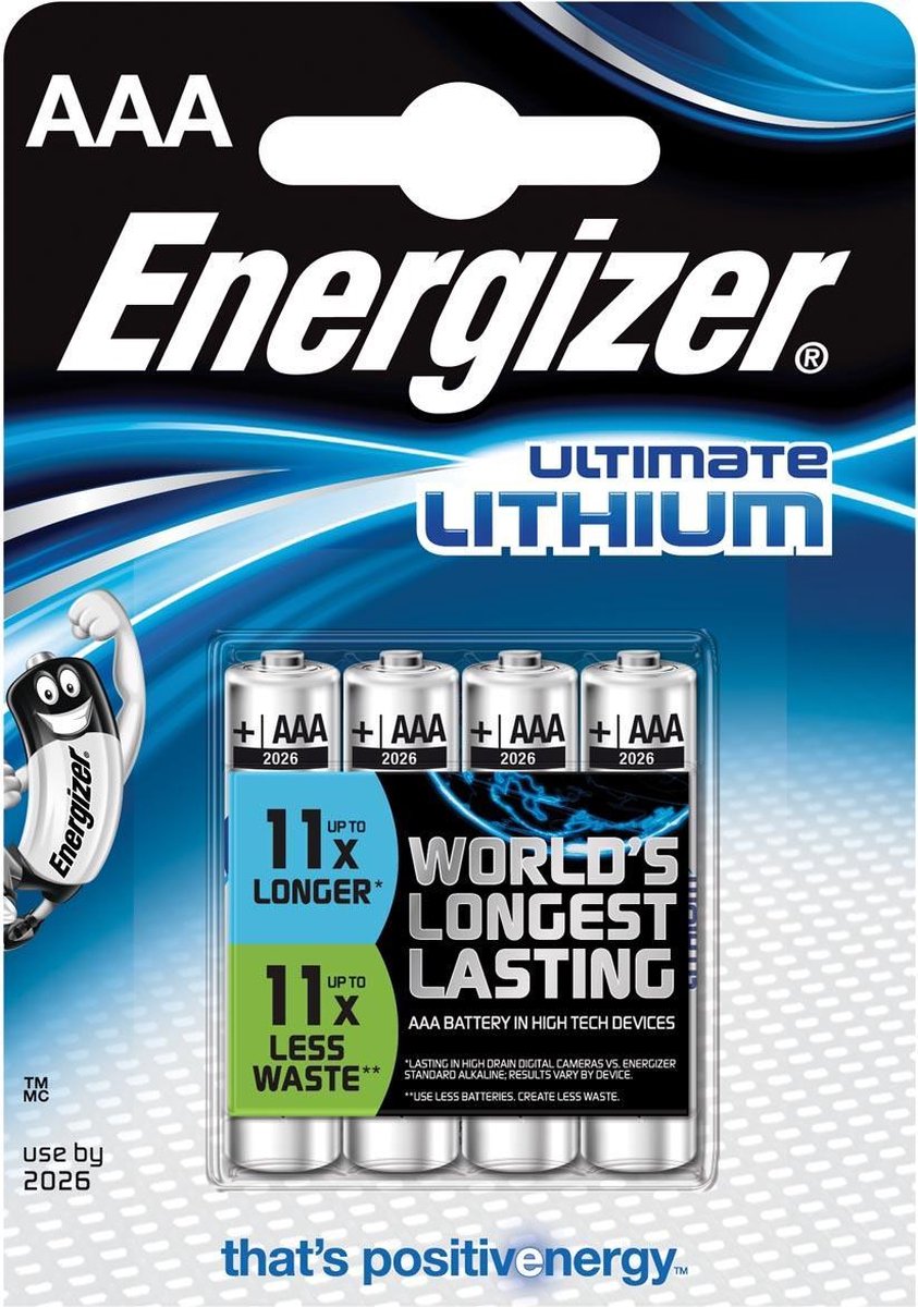 4x Energizer batterijen Lithium AAA, blister a 4 stuks