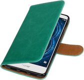 Groen Pull-Up PU booktype wallet cover hoesje voor Huawei Honor 6x 2016