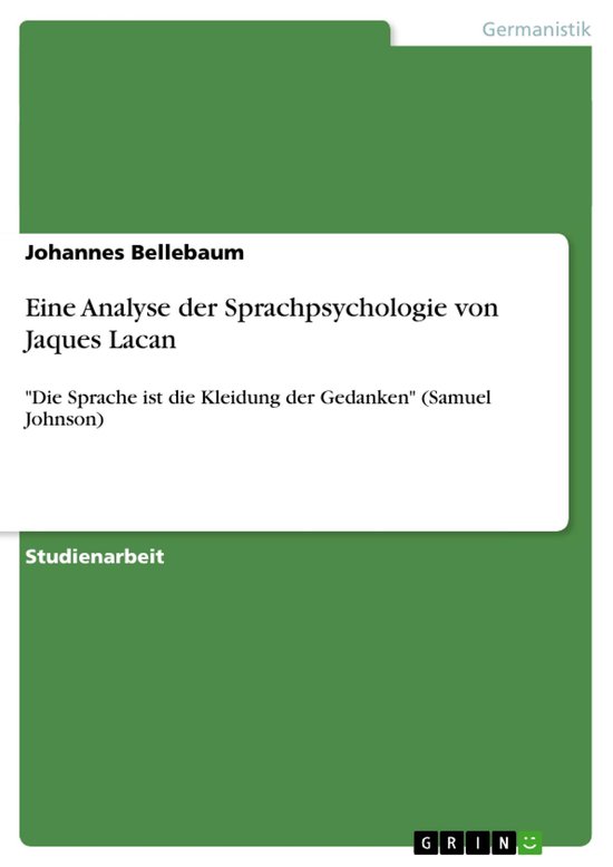 Eine Analyse der Sprachpsychologie von Jaques Lacan - cover