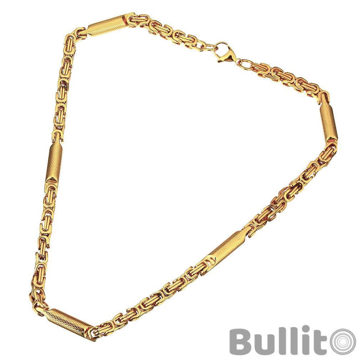 bol.com | Babo" Gouden Koningsketting - 18k Gold Plated - 90 GRAM - 6 x 6mm  - 65cm - Heren - 24krt
