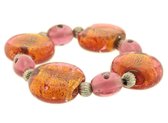 Behave® Dames elastische kralen armband roze oranje 16 cm