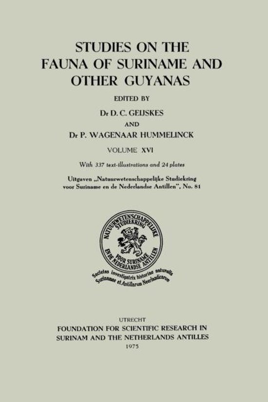Studies on the Fauna of Suriname and other Guyanas - cover