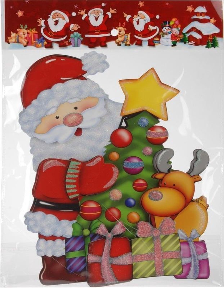 raamstickers kerstman/kerstboom plaatjes 25 cm Raamdecoratie kerst -... | bol.com