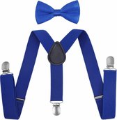 Fako Fashion® - Kinder Bretels Met Vlinderstrik - Kinderbretels - Vlinderdas - Strik - 65cm - Royal Blauw