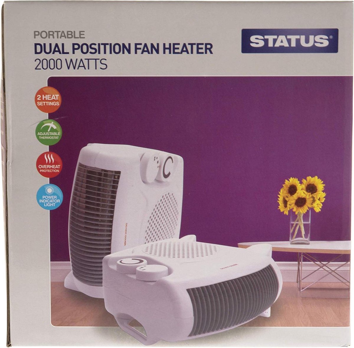 Appal Polair haak Warme lucht blazer - Ventilatorkachel - Status FH2P-2000W1PKB  Verwarmingselement, 2000... | bol.com