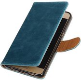 Pull Up TPU PU Leder Bookstyle Wallet Case Hoesjes voor Galaxy C5 Blauw