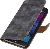 Lizard Bookstyle Wallet Case Hoesjes voor Galaxy Grand MAX G720 Grijs