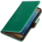 Zakelijke Book Case Telefoonhoesje Geschikt voor de Huawei Honor 5C - Portemonnee Hoesje - Pasjeshouder Wallet Case - Groen